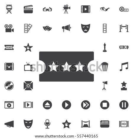 Ticket Icon in trendy flat style isolated on white background. Set of movie icons
