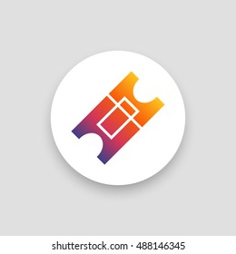 Ticket icon vector, clip art. Also useful as logo, circle app icon, web element, symbol, graphic image, silhouette and illustration. Compatible with ai, cdr, jpg, png, svg, pdf, ico  and eps formats.
