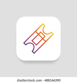 Ticket icon vector, clip art. Also useful as logo, square app icon, web element, symbol, graphic image, silhouette and illustration. Compatible with ai, cdr, jpg, png, svg, pdf, ico  and eps formats.