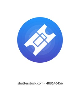 Ticket icon vector, clip art. Also useful as logo, circle app icon, web element, symbol, graphic image, silhouette and illustration. Compatible with ai, cdr, jpg, png, svg, pdf, ico  and eps formats.