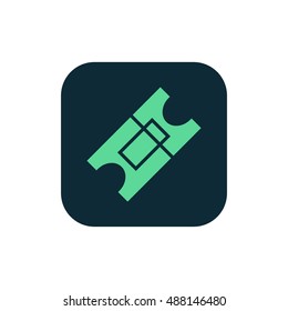 Ticket icon vector, clip art. Also useful as logo, square app icon, web element, symbol, graphic image, silhouette and illustration. Compatible with ai, cdr, jpg, png, svg, pdf, ico  and eps formats.