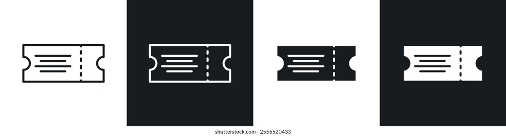 Ticket icon vector collection in black and white.