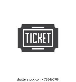 Ticket icon vector, filled flat sign, solid pictogram isolated on white. Symbol, logo illustration.