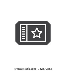 Ticket icon vector, filled flat sign, solid pictogram isolated on white. Symbol, logo illustration.