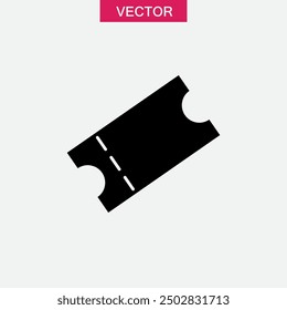 Ticket icon vector flat black icon, Ticket symbol for website and app on white background..eps