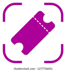 Ticket icon vector in focus. White background