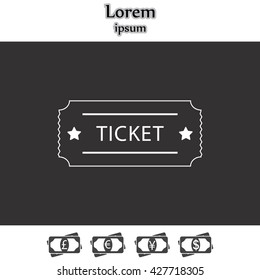 Ticket icon. Vector illustration.