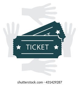 Ticket icon. Vector illustration.