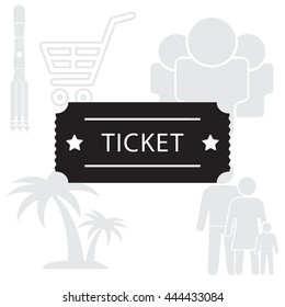 Ticket icon. Vector illustration.