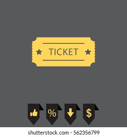 Ticket icon. Vector illustration.