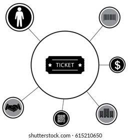 Ticket icon. Vector illustration.