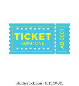 Ticket icon vector illustration in the flat style. Ticket stub isolated on a background. Retro cinema or movie tickets.