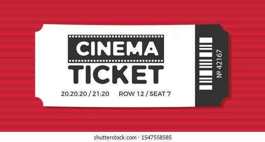 Ticket icon vector illustration in the flat style. Ticket stub isolated on a background. Retro cinema or movie tickets.