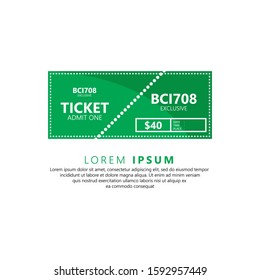 Ticket icon, vector illustration in the flat style. Ticket stub isolated on white background. Retro cinema or movie tickets