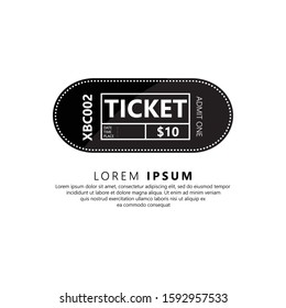 Ticket icon, vector illustration in the flat style. Ticket stub isolated on white background. Retro cinema or movie tickets