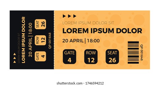 Ticket icon vector illustration in the flat style. Ticket stub isolated on a background. Retro cinema or movie tickets.