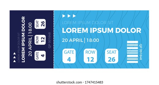 Ticket icon vector illustration in the flat style. Ticket stub isolated on a background. Retro cinema or movie tickets.