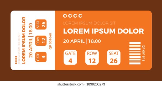 Ticket icon vector illustration in the flat style. Ticket stub isolated on a background. Retro cinema or movie tickets.