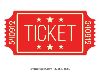 Ticket Icon Vector Illustration In The Flat Style. Retro Ticket Stub Isolated On A Background.