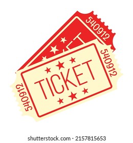 Ticket icon vector illustration in the flat style. Retro ticket stub isolated on a background.