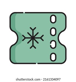 Ticket Icon Vector Illustration. Flat Outline Cartoon. Winter Sport Icon Concept Isolated Premium Vector