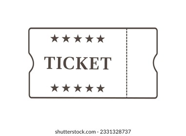 ticket icon vector illustration in the flat style. Retro ticket stub on a white background.Blank ticket in outline