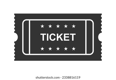 ticket icon vector illustration in the flat style. Retro ticket stub on a white background. Vector black ticket