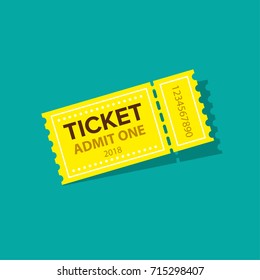 Ticket icon vector illustration in the flat style. Ticket stub isolated on a background. Retro cinema or movie tickets.