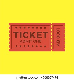 Ticket Icon Vector Illustration In The Flat Style. Ticket Stub Isolated On A Background. Retro Cinema Or Movie Tickets.