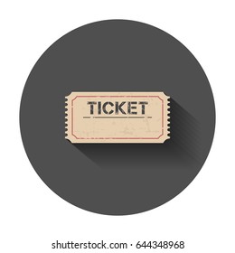 Ticket icon. Vector illustration with long shadow.