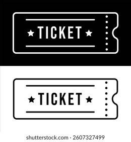 Ticket icon vector. An image of a ticket on a black and white background.Line raffle ticket symbol. Trendy flat outline ui sign design. Thin linear graphic pictogram for web site, mobile application. 