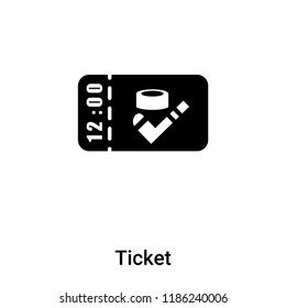 Ticket icon vector isolated on white background, logo concept of Ticket sign on transparent background, filled black symbol