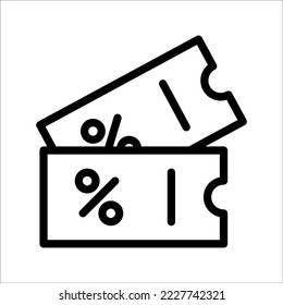Vector de icono de tickets. Símbolo del billete de rifa de línea. Diseño de señalización moderno de contorno plano. Pictograma gráfico lineal delgado para sitio web, aplicación móvil. Ilustración del logotipo. Eps10.