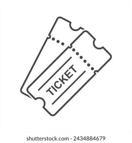 Vector de icono de ticket. Símbolo de boleto de rifa de línea. Diseño de diseño de signo de ui de contorno plano de moda. Pictograma gráfico lineal delgado para sitio web, aplicación móvil. Vector 10 eps.