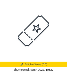 Ticket Icon / Vector - In Line / Stroke Design