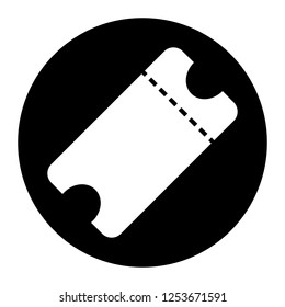 Ticket icon vector on black circle. White background