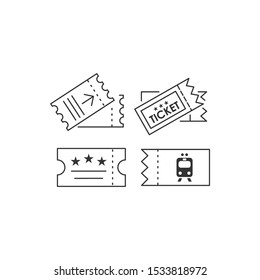 Ticket Icon vector sign isolated for graphic and web design. Ticket symbol template color editable on white background.