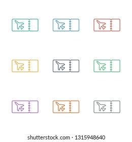 ticket icon white background. Editable line ticket icon from airport.  