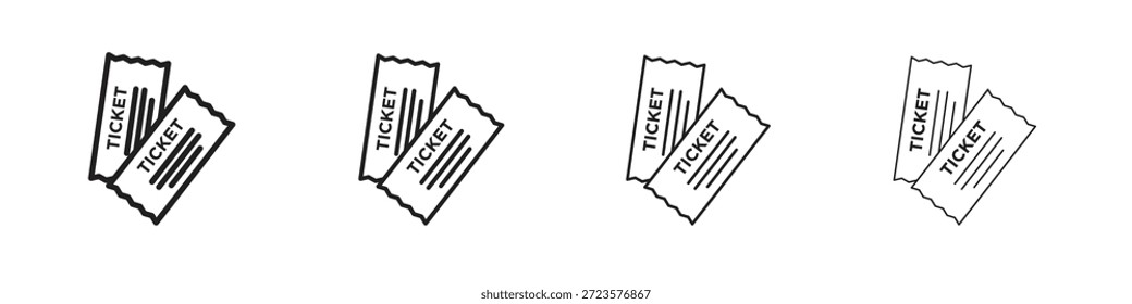 Iconos de tickets diseñados en estilo de contorno, línea y trazo