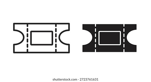 Ticket icons in filled, thin line, outline and strokes