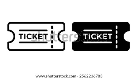 Ticket Icons pack in outlined and flat versions