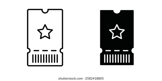 Ticket icons pack vectors in black flat and strokes