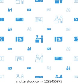 ticket icons pattern seamless white background. Included editable filled and line ticket on sale, pass control icons. ticket icons for web and mobile.