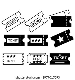 ticket icons set. ticket pack symbol vector elements for infographic web.