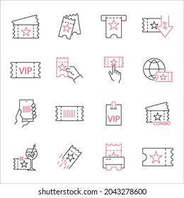 Ticket icons set. Ticket pack symbol vector elements for infographic web