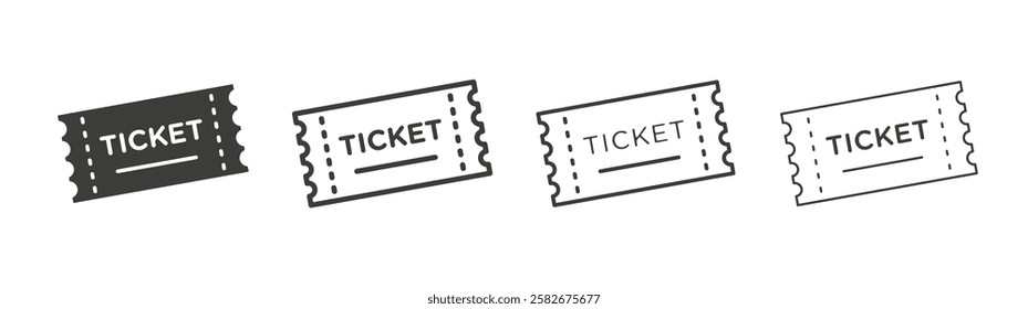 Ticket icons set vectors graphic designs