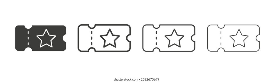 Ticket icons set vectors graphic designs