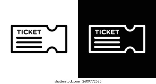 Ticket icons vector set in stroke line style