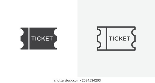 Ticket icons vectors illustrations in black fill and liner versions