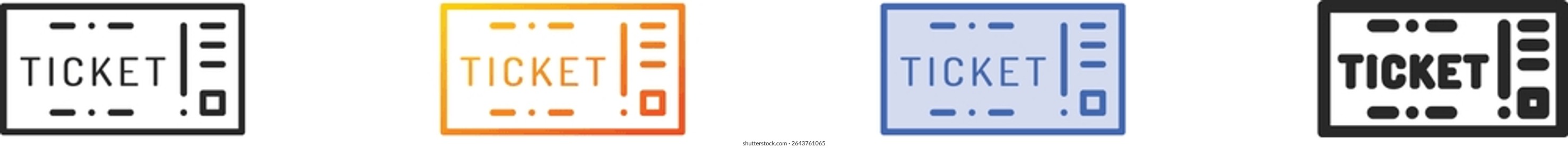 ticket icon.Thin Linear, Gradient, Blue Stroke and bold Style Design Isolated On White Background